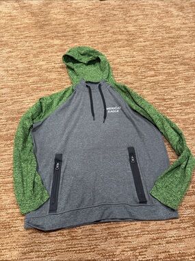 American Eagle Outfitters Grey Body with Green Hooded Pullover Jacket